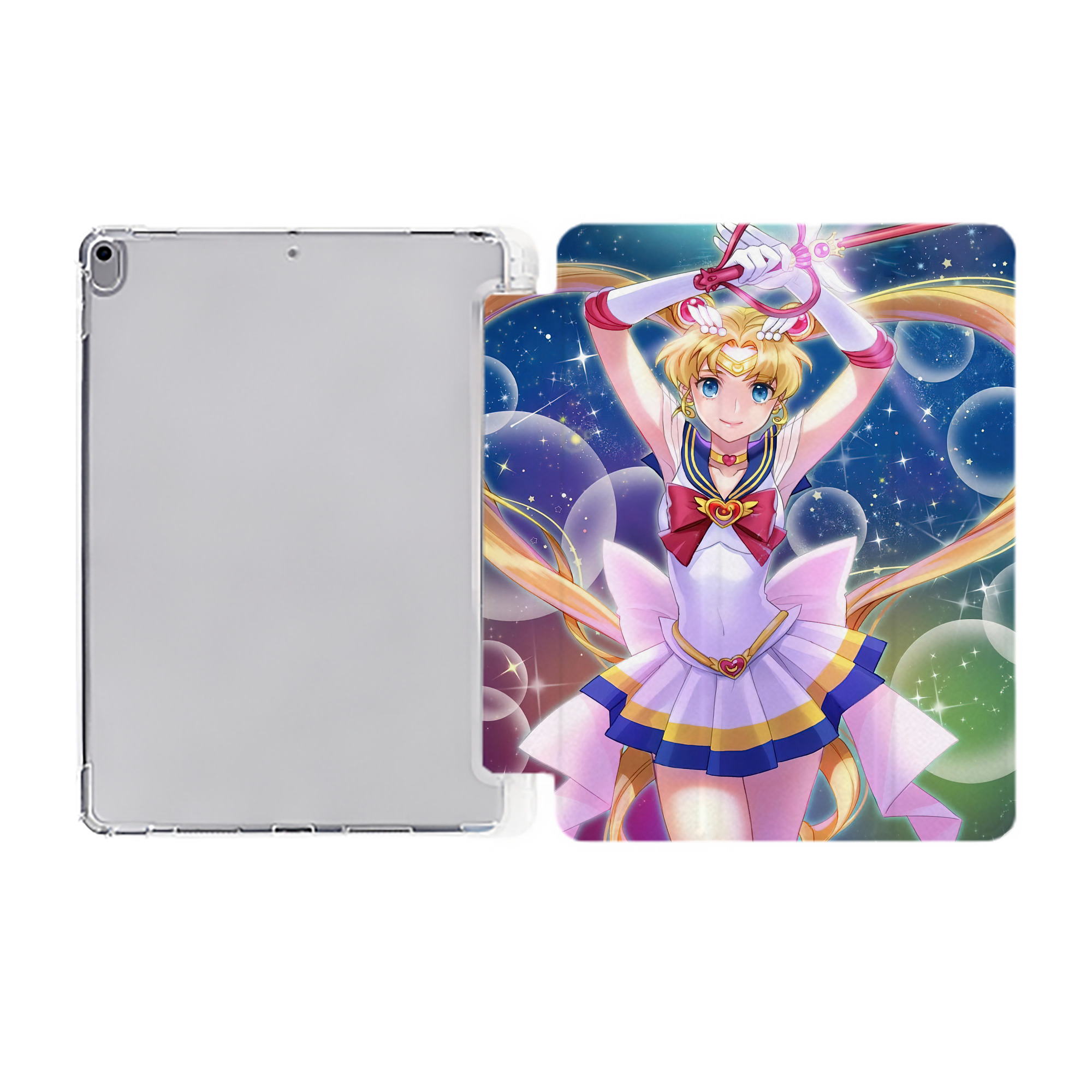 （画像用） 美少女戦士セーラームーン Sailor Moon IPad ケース ペン収納付き 三つ折りスタンド PUレザー×シリコン 対応機種9.5/10.5/10.9インチ